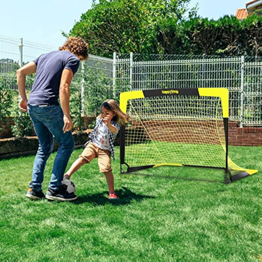 Happy Jump Pop Up Football Goals – Portable Soccer Nets Foldable Garden Football Posts for Outdoor Training (3x2 to 7x5 FT)